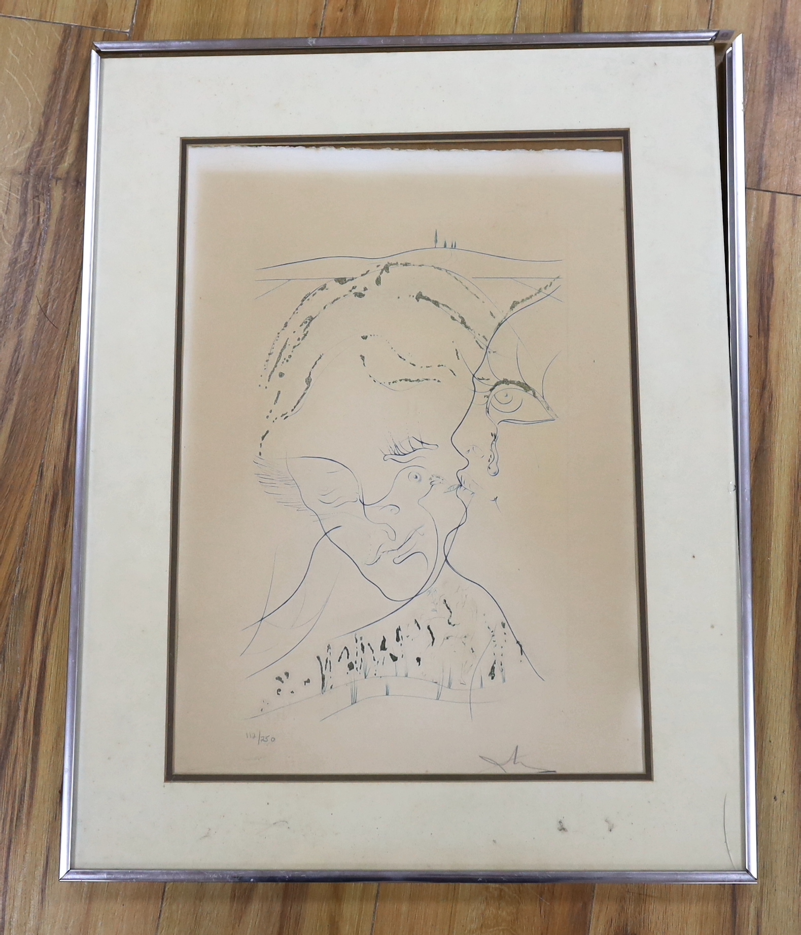 Salvador Dali (Spanish, 1904-1989), coloured etching, 'The Dovelike Eyes on the Bride', signed in pencil, limited edition 112 of 250, 50 x 35cm